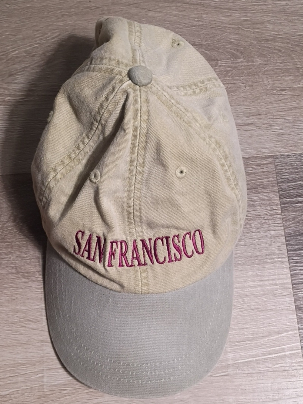 Adams Beige Baseball Cap with "San Francisco" Embroidery